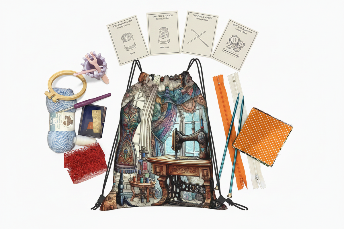 Sewing Edition Flat Lay with Cards