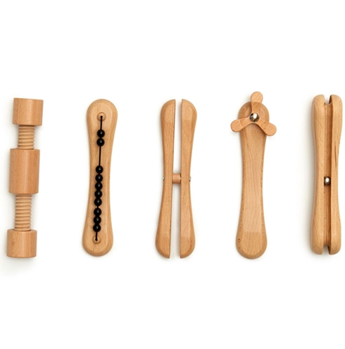 Set of wooden tools helpful for fidgeting