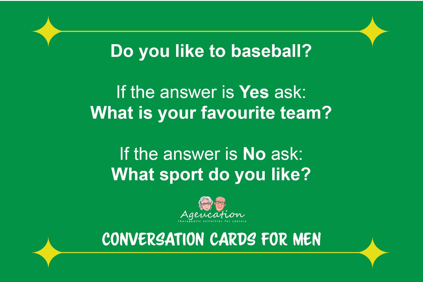 Conversation card front men