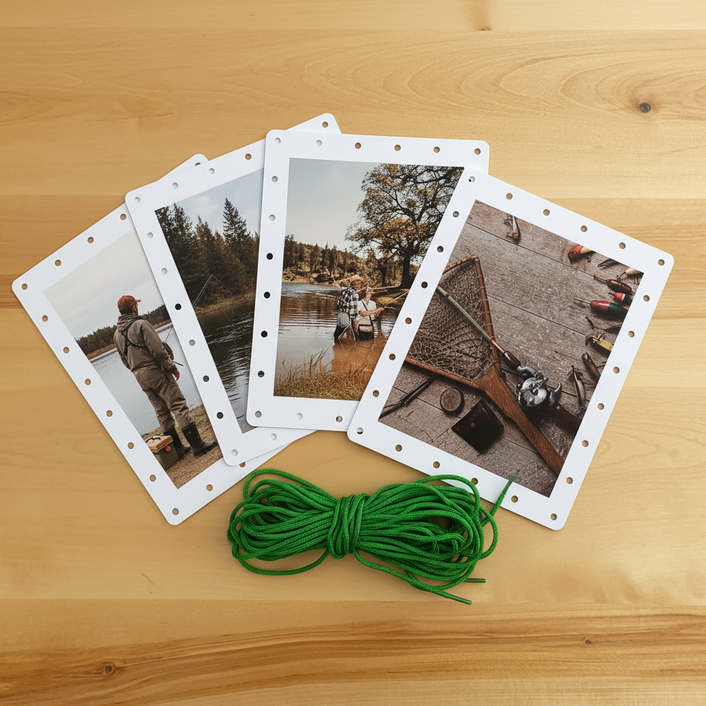 Vintage Lacing Activity Cards Fishing