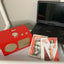 Red radio, portable DVD player, and vintage-style tv shows calming entertainment