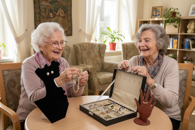 ladies with your jewelry box and displays