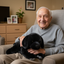 male with stuffed black Lab therapy pet's 