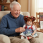 Man holding Therapy Doll Dorothy doll with joy and laughter