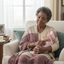 Woman holding a baby in a cozy living room setting memory care