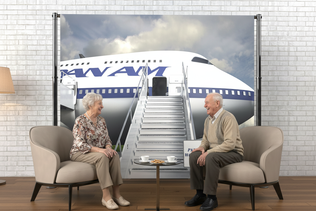 Two  seniors with second vacation scene