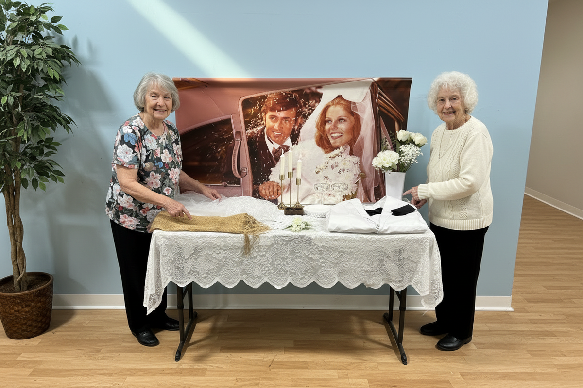 Wedding Life Skills Station - Clean Blue Wall